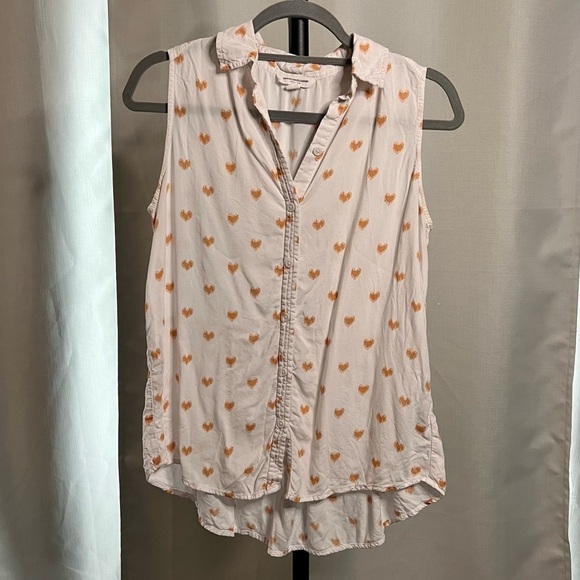 Beachlunchlounge White and Orange Heart Blouse XS - Picture 7 of 7